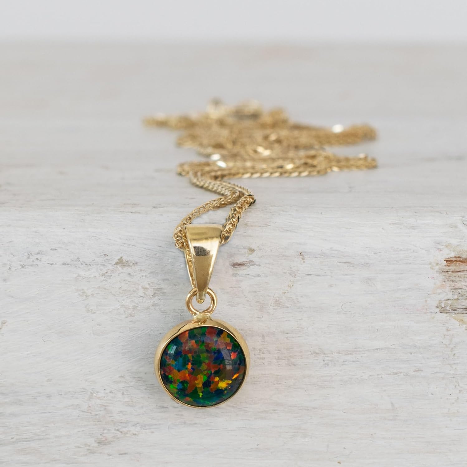 14K Gold Gemstone Necklace for Women - Solid Gold Necklace - Gold Pendant Necklace - Gothic Necklace - Yellow Gold Necklace - Everyday Necklaces for Women - Gemstone Jewelry for Women