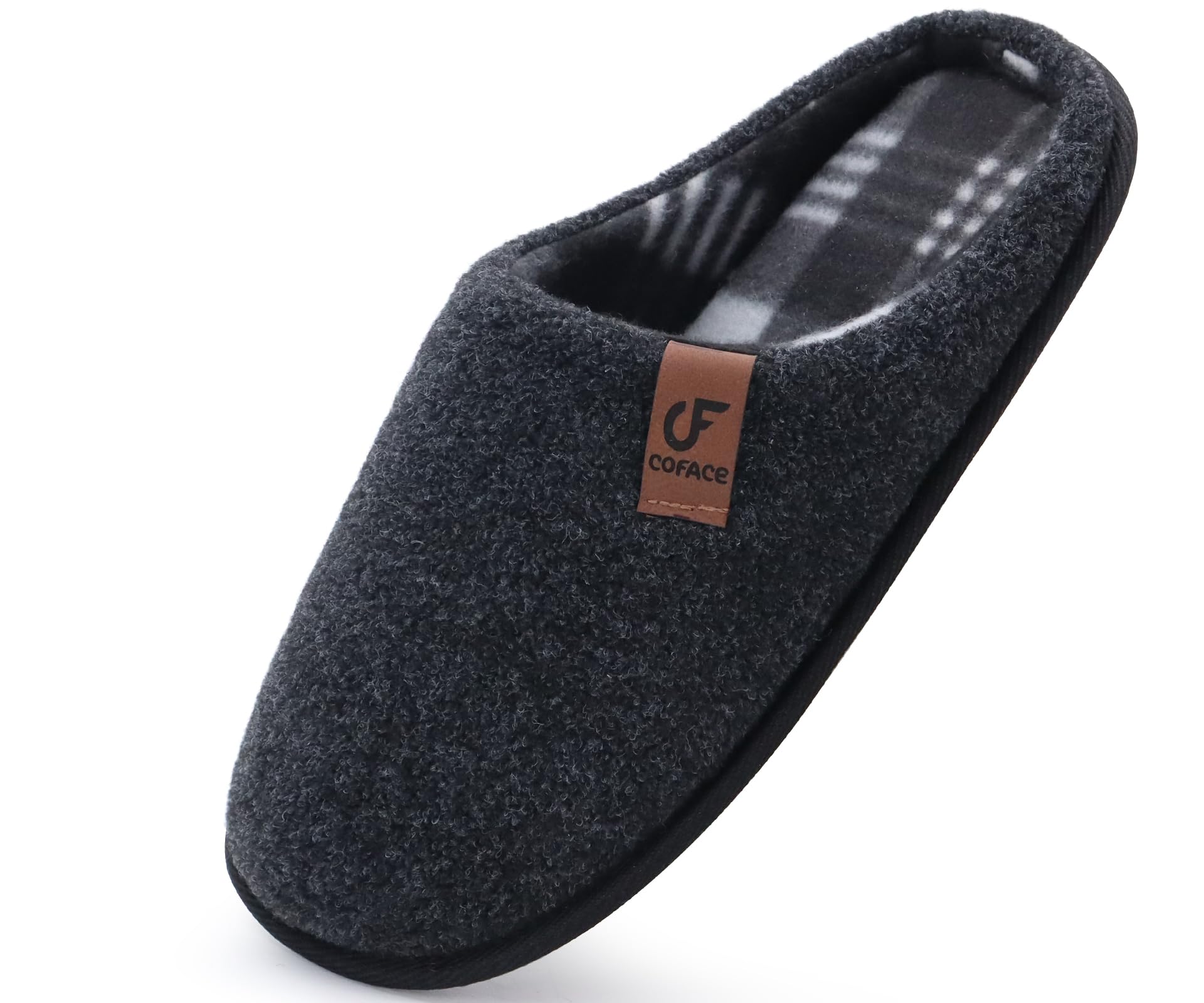 COFACE Unisex Mens Womens Cozy Memory Foam Scuff Slippers Casual Slip On Warm House Shoes Indoor Outdoor Felt