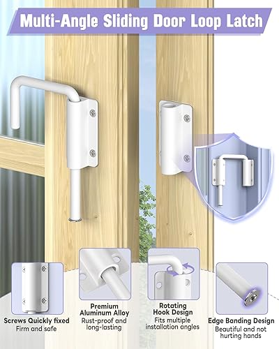 Miniatura 3 de Cerradura de bucle de puerta deslizante multiángulo, cierre de puerta de aleación de aluminio de 90180 grados para puerta de granero simpledoble,