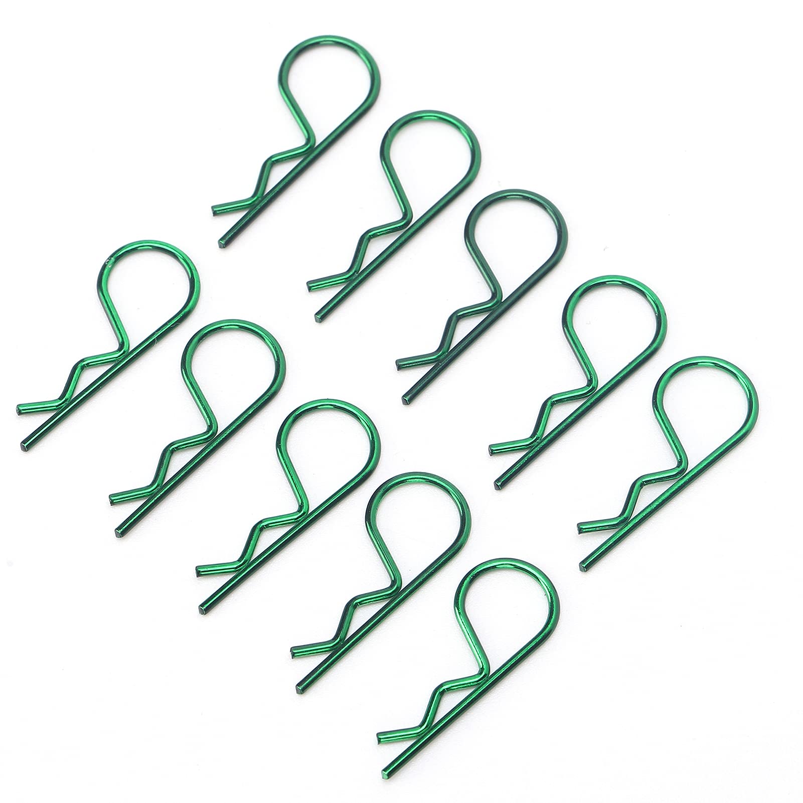 10Pcs Green RC Car Shell Clips, RShape Metal Body Pins for 1/5 1/6 1/8 1/10 Remote Control Cars, Sturdy and Easy to Install, Necessary Accessory for RC Car Toys