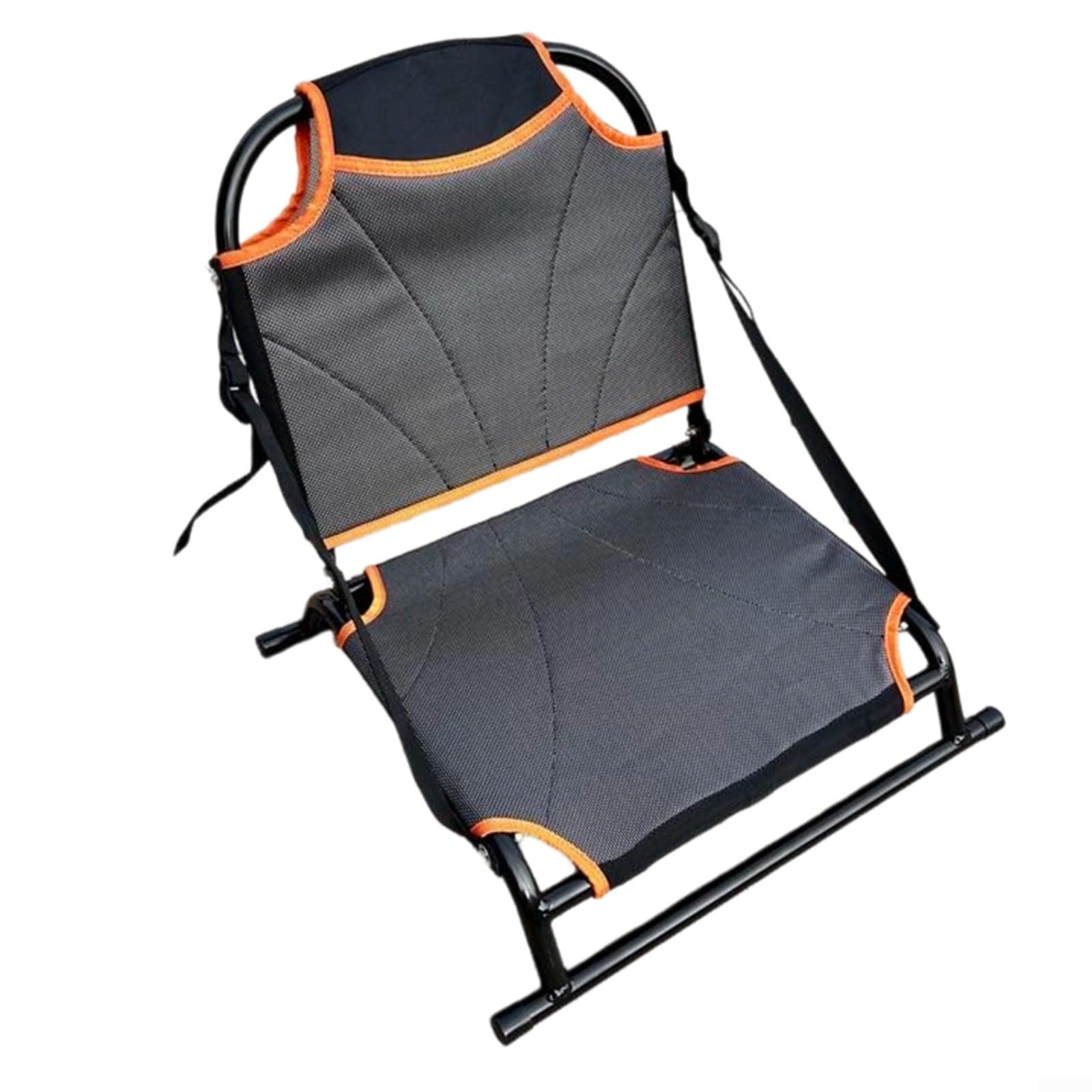 Seggiolino per canoa pieghevole portatile in alluminio con schienale regolabile in tessuto Teslin pieghevole con un clic per barche da pesca SUPs arancione nero