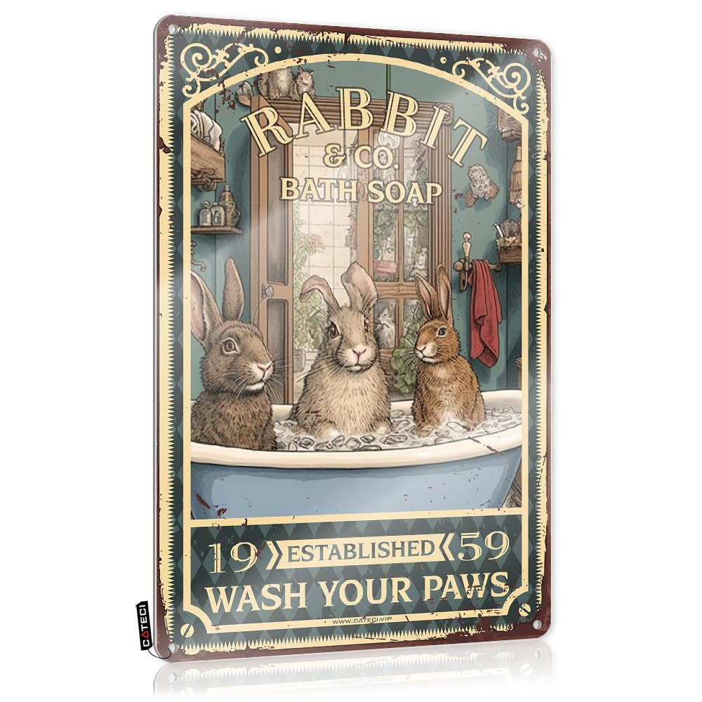 Mwfkkaddb Colour Funny Coffee Signs Rabbit Bath Soap Wash Your Paws Tin Sign Gardening Accessoriescute Decorfunny Bathroom Wall Artwomens Small Sign Hot Beer Tin Sign(20X30cm)