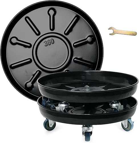 Choclaif Carrito para plantas con ruedas, paquete de 3 soportes negros resistentes con ruedas universales, carrito redondo para macetas para