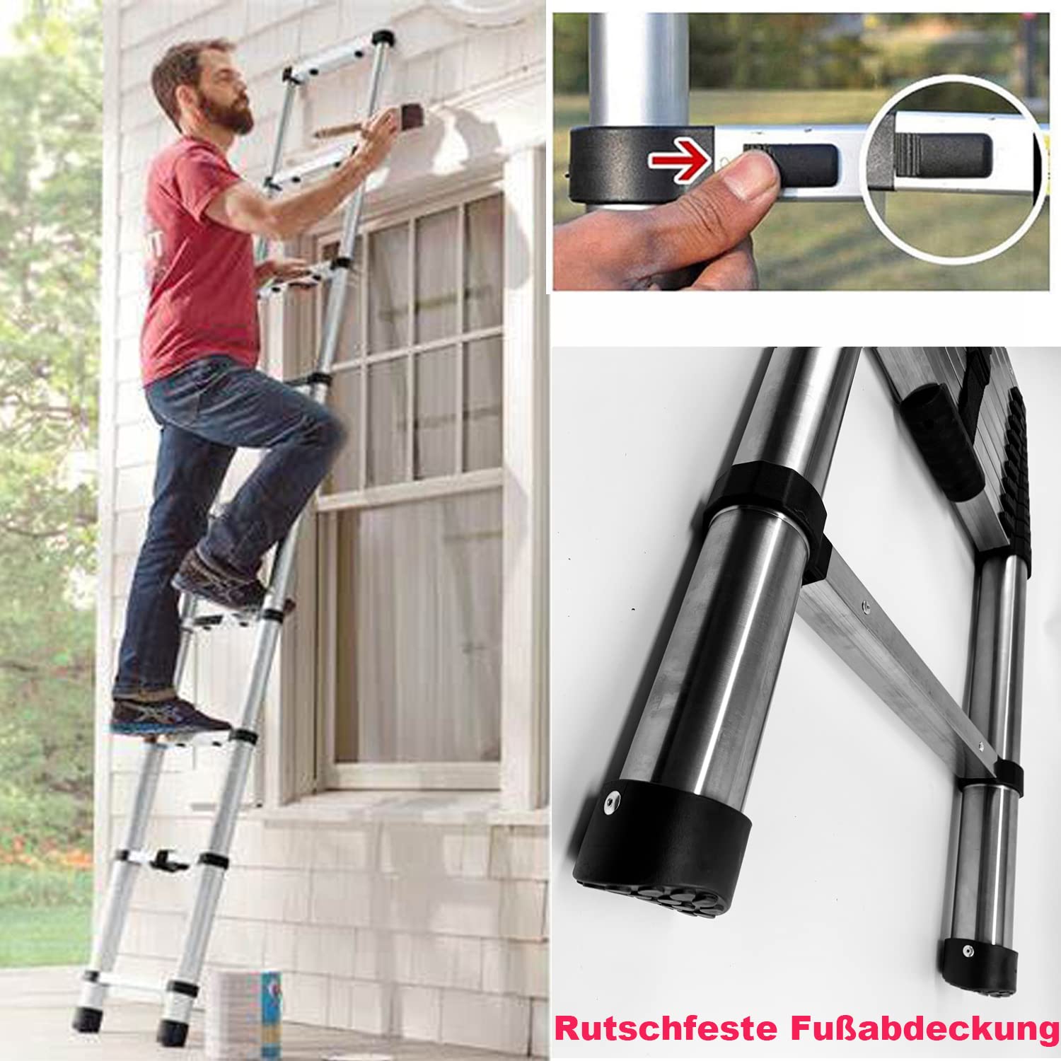 Scala Pieghevole In Alluminio KADAX - 2 Gradini, Piattaforma Antiscivolo, Portata 125 Kg, Leggera E Compatta - Foto 5