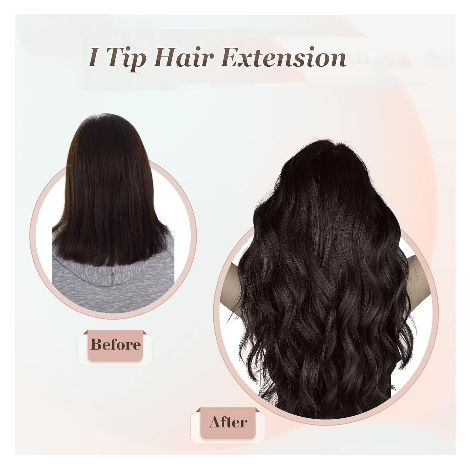 I-Tip Extensions Echthaar Remy, 50 Strähnen Keratin Stick Tip | 50 glatte Remy-Echthaarsträhnen, 14–24 Zoll, 40–50 g; vorgebondete I-Tips für Microrings, färb- und stylbar