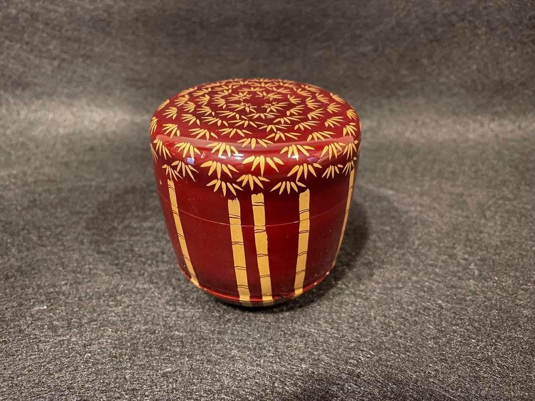 筑紫筑良作 山中塗 竹型竹林 大棗 茶道具 筑紫築良作 山中塗 竹型竹林 大棗 茶道具