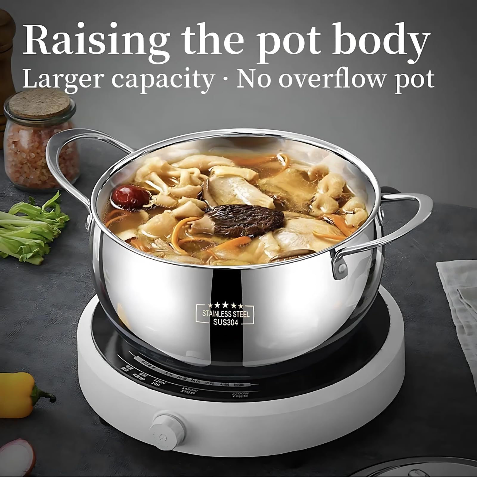 Boxonly 24cm(9.5") Stainless Steel Stock Pot with Steel Lid, Silver, 4 Litres - Image 3