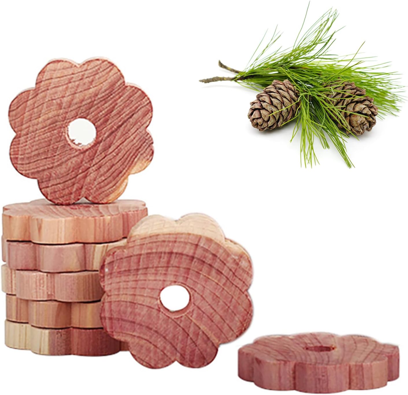 Mikiuly Anillos de Madera de Cedro, Madera de Cedro, Cedro Antipolillas Natural, Antipolillas de Madera de Cedro, para Armarios, Perchas, Cajones, Ropa, Almacenamiento, 8 Piezas