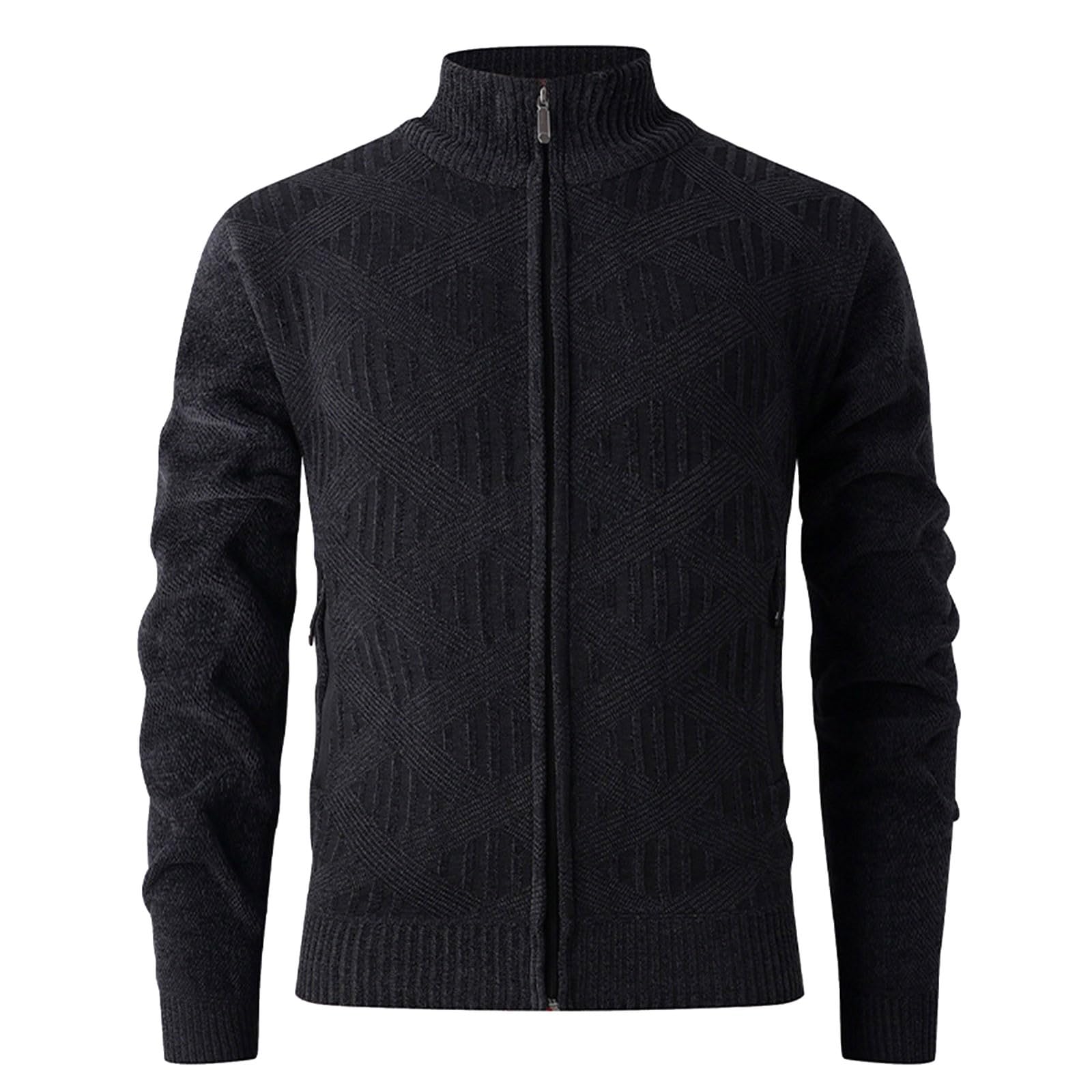 Cardigan Pullover Uomo Zip Intera Foderato Iana Caldo Cappotto Pullover Tasche