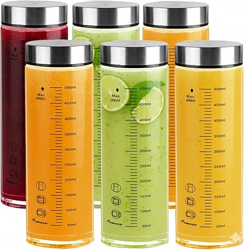 Miniatura 9 de Botellas de vidrio para jugo, paquete de 4 botellas de agua de vidrio de boca ancha con tapas, para jugos, proteínas, licuados, leche, 4-Paquete