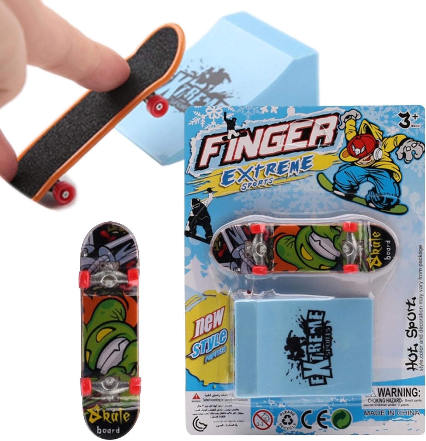 Finger Skateboard for Kids - Professional Fingerboard with Extra Deck, Cool Random Patterns for Skateboards Training & Stunt Practice, Portable Mini Skateboard Toy for Party Favors &
