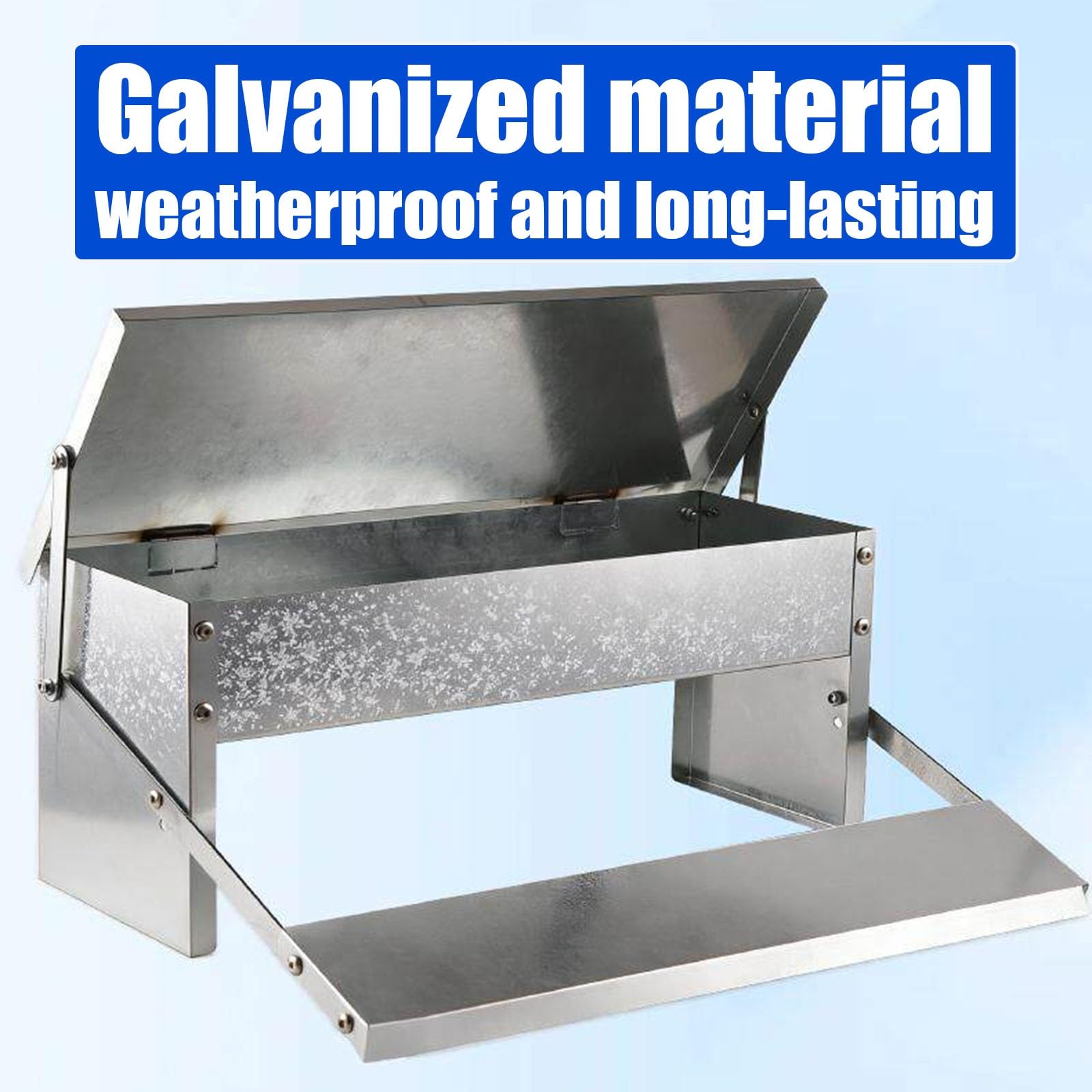 Comedero A Pedal Para Gallinas, Comedero Automático Metálico Para Aves, Sin Desperdicio Y A Prueba De Roedores, Tapa Resistente A La Intemperie, Para Gallinas Enanas Y Faisanes(95x17.5x17.5cm)