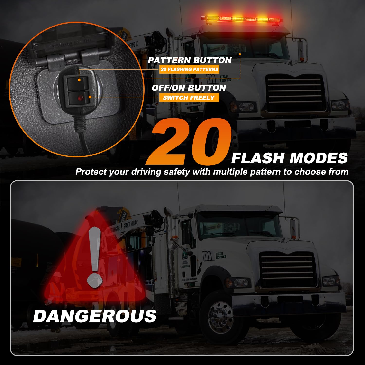 ASPL 26inch 126 LED Rooftop Emergency Strobe Lights Bar Double Side Flashing Safety Warning Traffic Advisor Light Bar Hazard Snow Plow Light For Trucks Vehicles Construction Tow Pickup(Amber/White