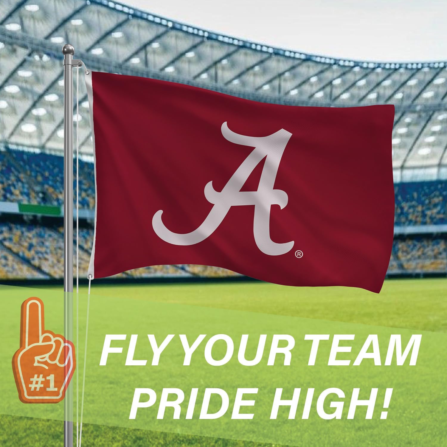 NCAA University of Alabama Flag with Grommets, 3'x5' Alabama Crimson Tide Outdoor College Flags & Banners for Garden Patio Indoor Wall Décor