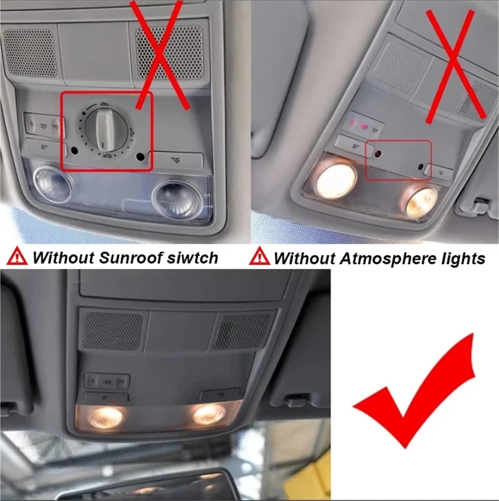 Luz de Techo Interior de Coche Luz de lectura de techo delantera compatible con VW Golf 5 6 Tiguan Passat B6 5ND947133 56D947105(Gray)