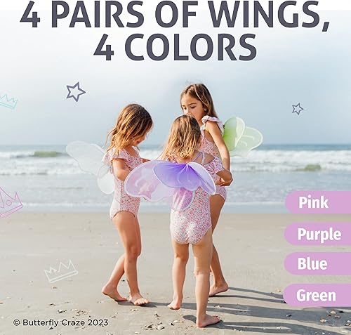 Miniatura 3 de Butterfly Craze Girls Fairy Angel or Butterfly Wings  Costume Accessories for Parties  Colors Blue Green Pink Purple