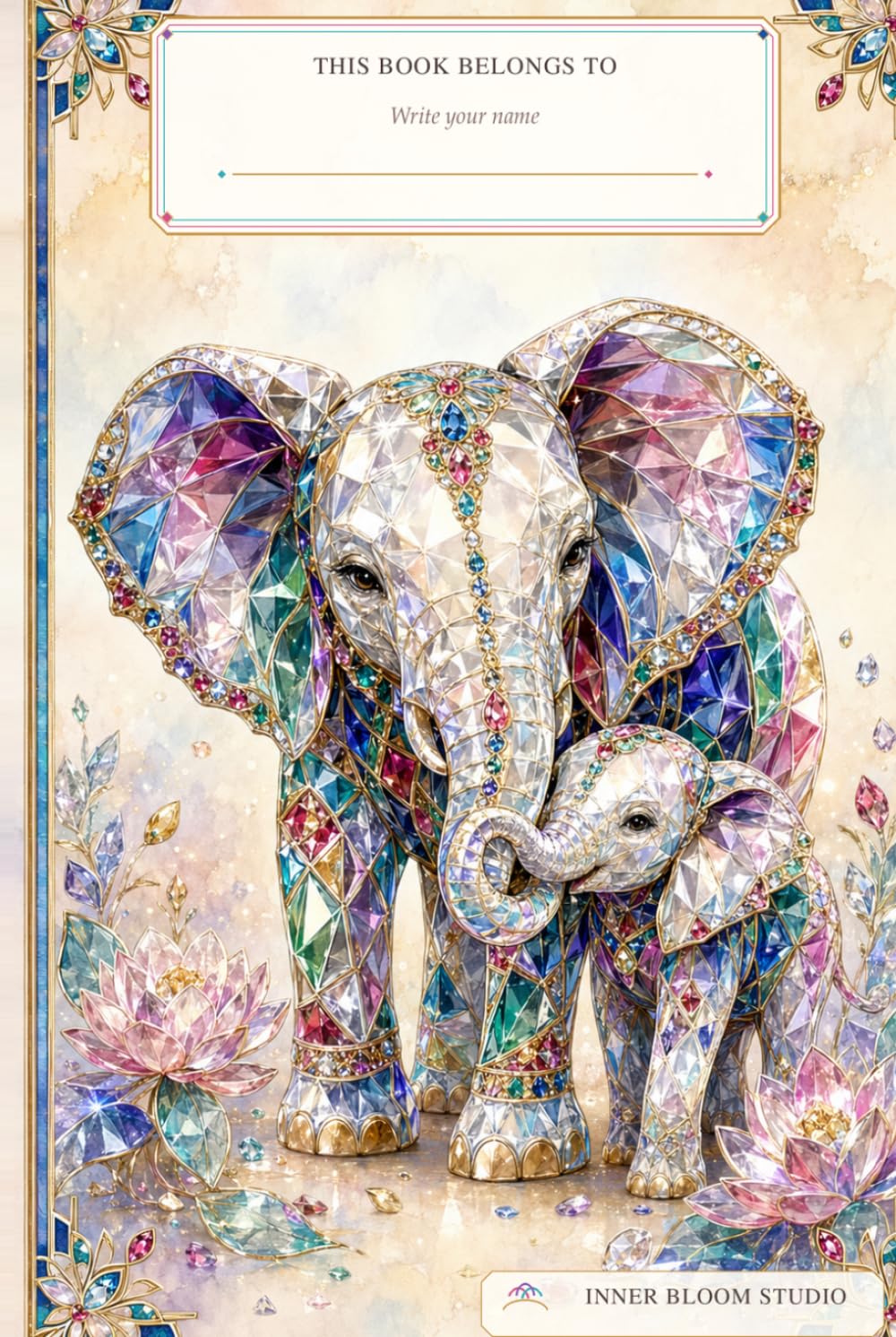 Crystal Mother and Baby Elephant Notebook 250 Pages Hardcover: Elegant 6 × 9 Dotted Grid Notebook for Notes, Planning, Sketching, Doodling, Scrapbooking and Creative Journaling