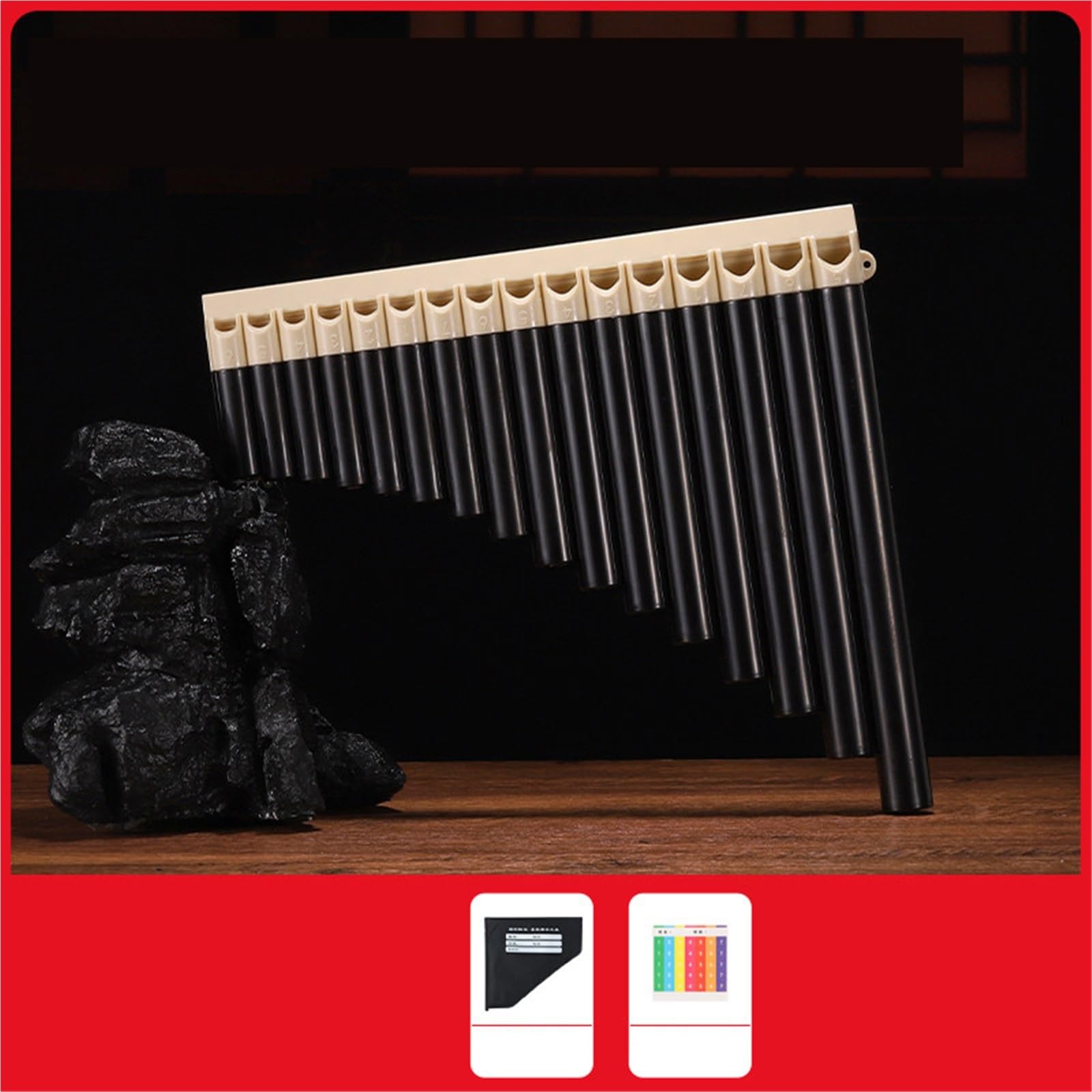 Flauti Pan Professionali Flauto Di Pan A 16 Canne In Chiave C Ideale Per I Principianti(Black)