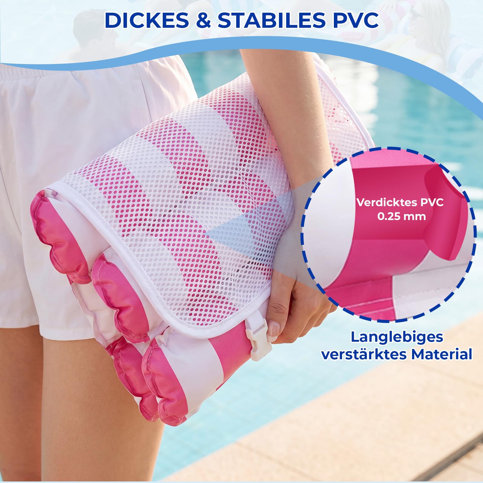 IEEILULU 5-in-1 Wasserhängematte mit Netz, 2 Stück Luftmatratze Pool Erwachsene, Aufblasbare Pool Hängematte mit 4 Luftkammern für Erwachsene für Reisen, Schwimmbad und Garten