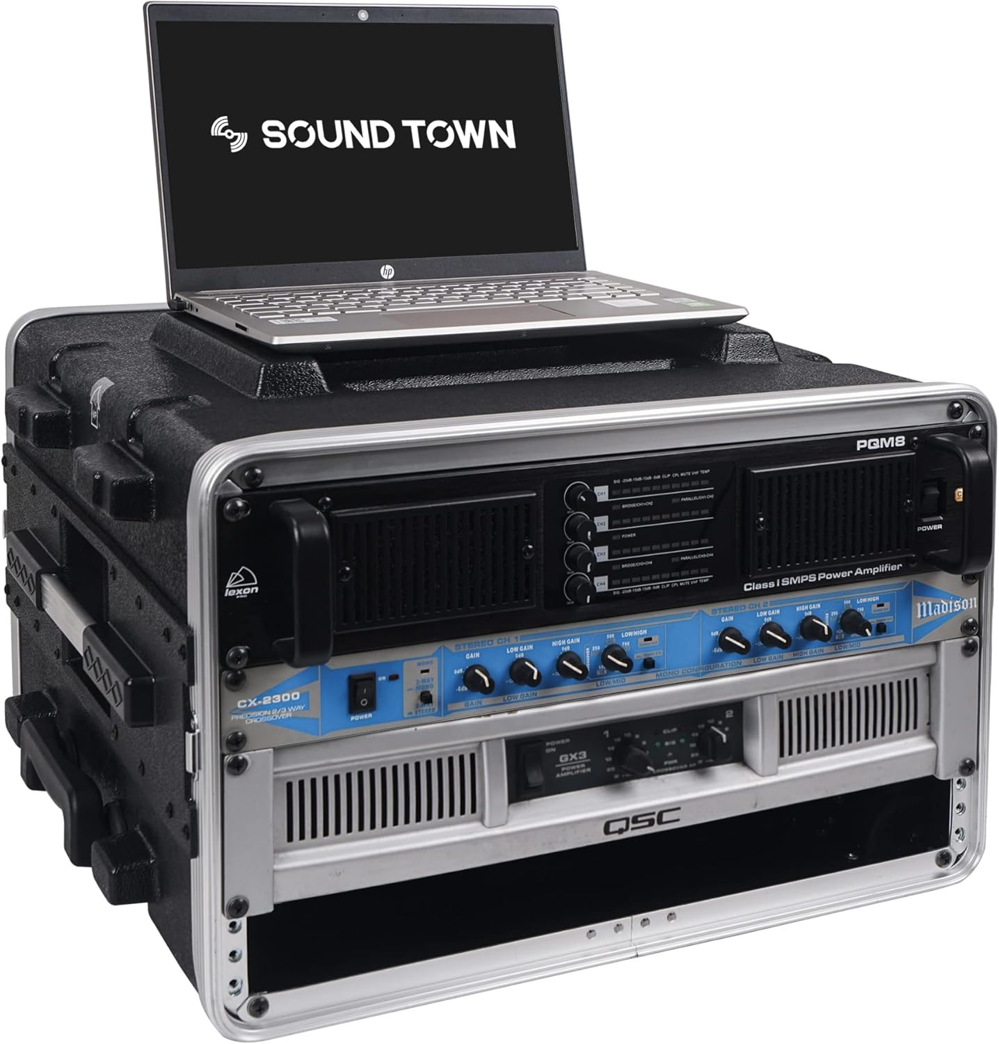 Sound Town Lightweight 6U PA DJ Rack/Road Case with 5U Rack Space, ABS Construction, 19 Depth, Retractable Handle, Wheels and Heavy-Duty Latches (STRC-A6UT)
