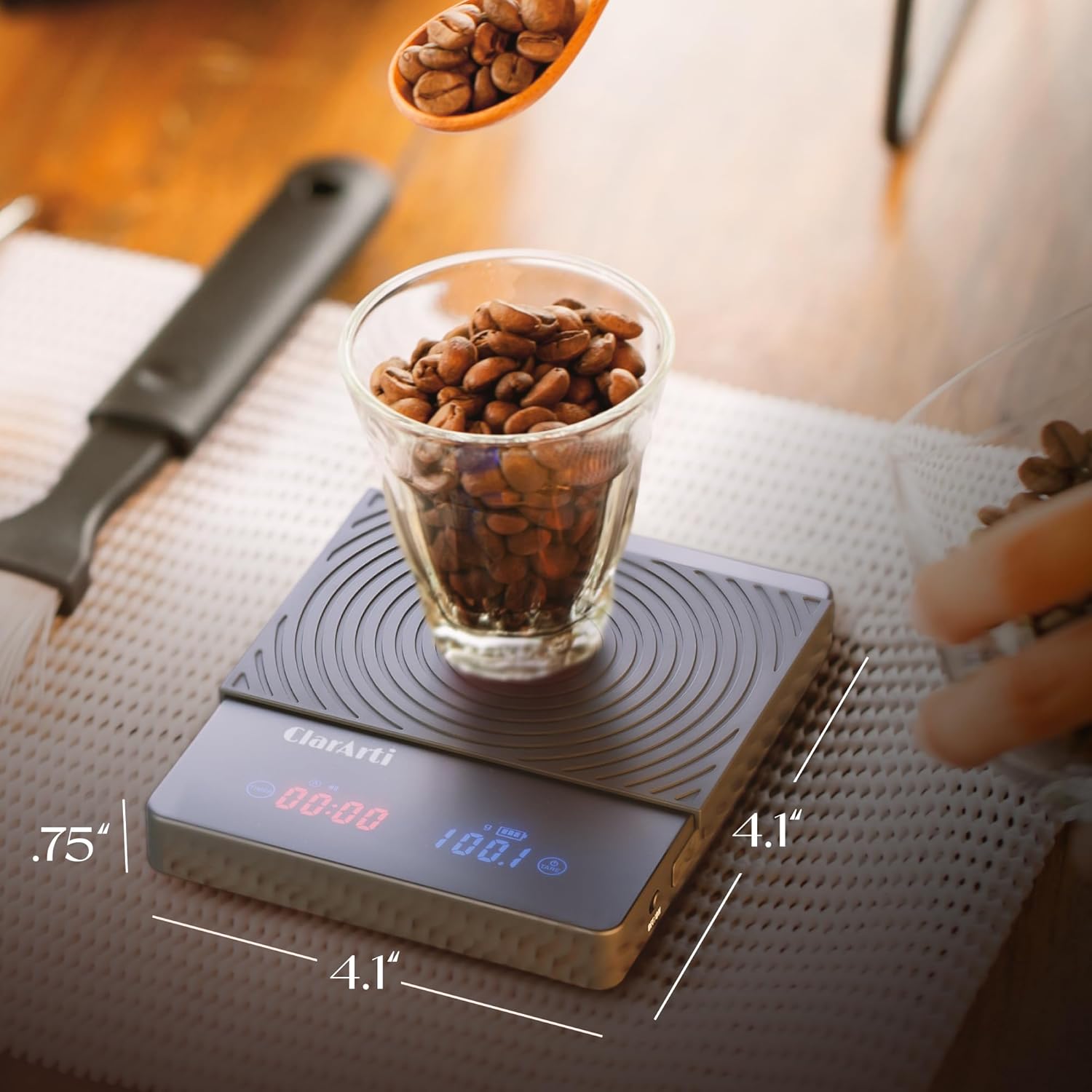 Coffee Scale with Timer – Fast, Stable 0.1g Accuracy, Auto & Manual Timing, Water-Resistant Digital Scale for Pour Over & Espresso