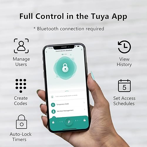 Miniatura 4 de Cerradura de puerta de reconocimiento facial 3D, cerradura inteligente de entrada sin llave para puerta delantera, teclado digital electrónico,