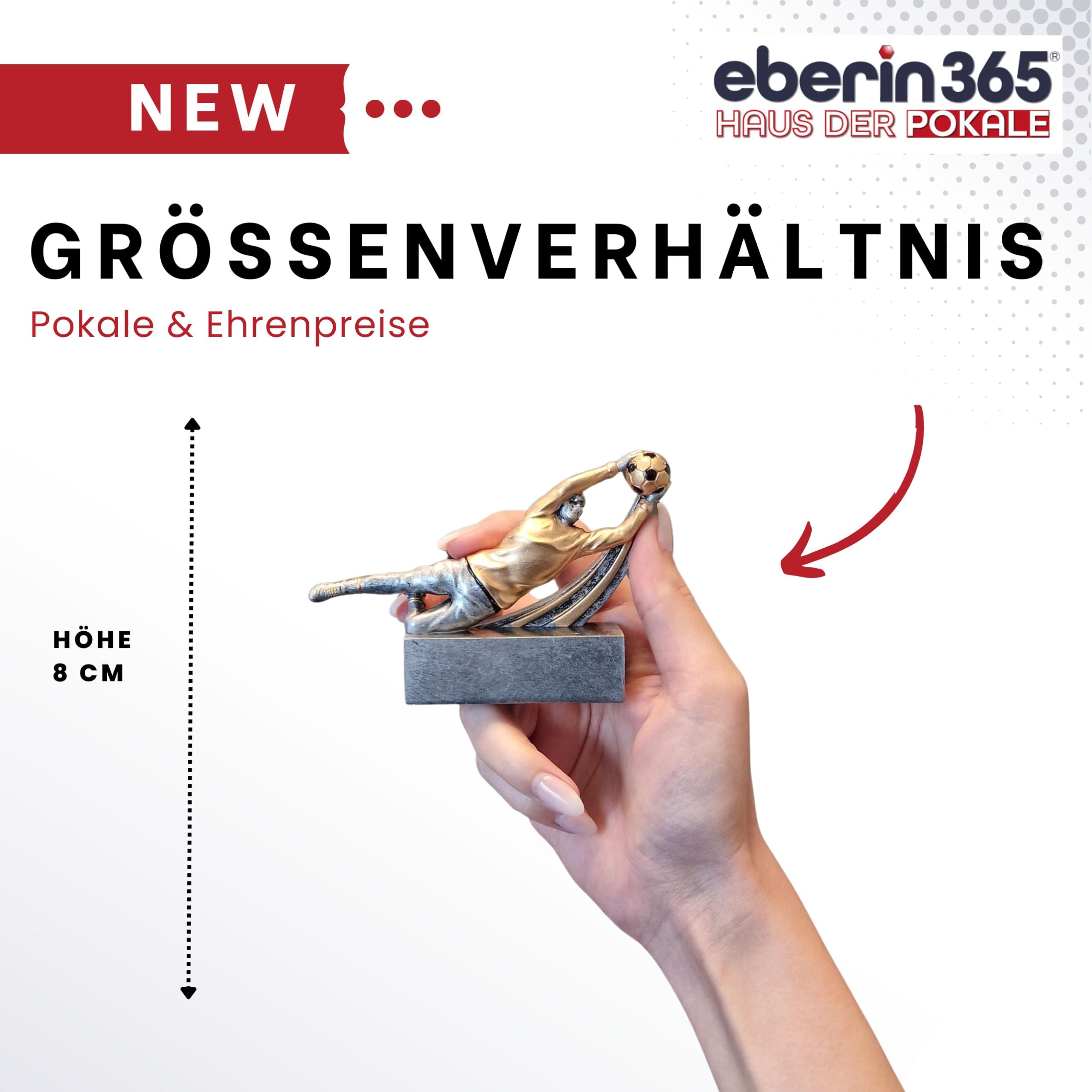 Fußballtorwart Pokal 8 cm aus Resin – dynamische Keeper Figur auf Sockel – kompakte Trophäe mit Gravurschild – hochwertiger Award für Vereine Jugendturniere Trainingspreise & Siegerehrungen