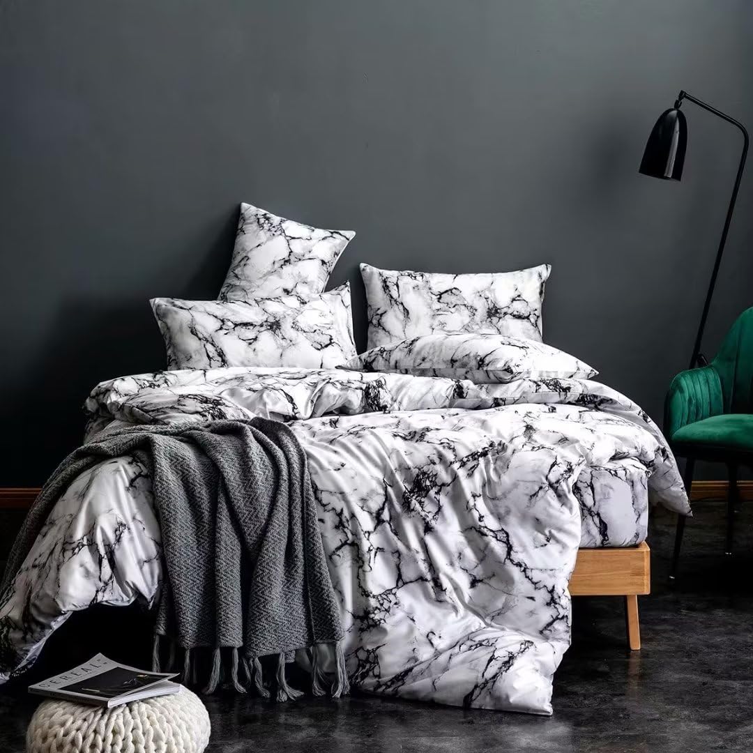 MMM single size Bedsheet 4pcs One Set High Cotton Quality Bedding Set Duvet Cover (Gray)