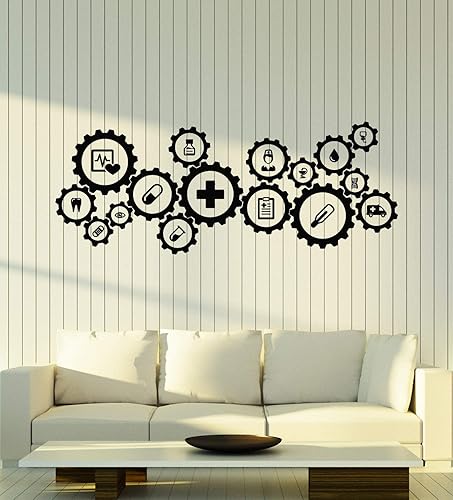 Vinilo adhesivo de pared para clínica de cuidado saludable, medicina, hospital, decoración grande (g5325), color negro