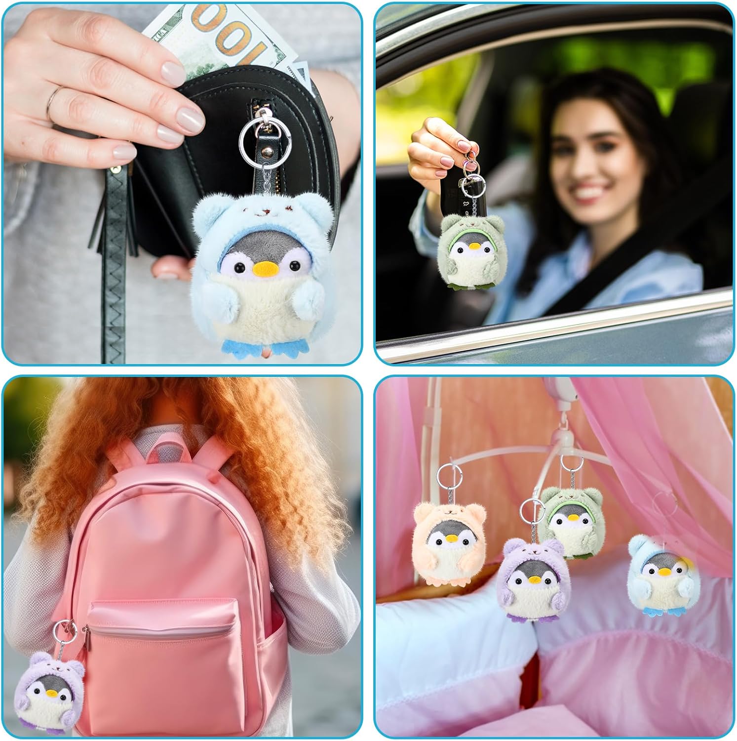 Kasyat 12 Pcs Mini Plush Penguin Stuffed Animals Penguin Keychains Bulk for Mother's Day, Cute Small Baby Toys Doll Keyholder Bag Pendant Birthday Party Favor for Boys Girls Gifts(Fresh Style)