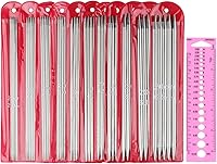 Vista 8 de Juego de agujas de tejer de punta doble Coppay, 7.9", 35 piezas de acero inoxidable, agujas de tejer rectas de 2.0mm-5.0mm, juego de agujas de tejer