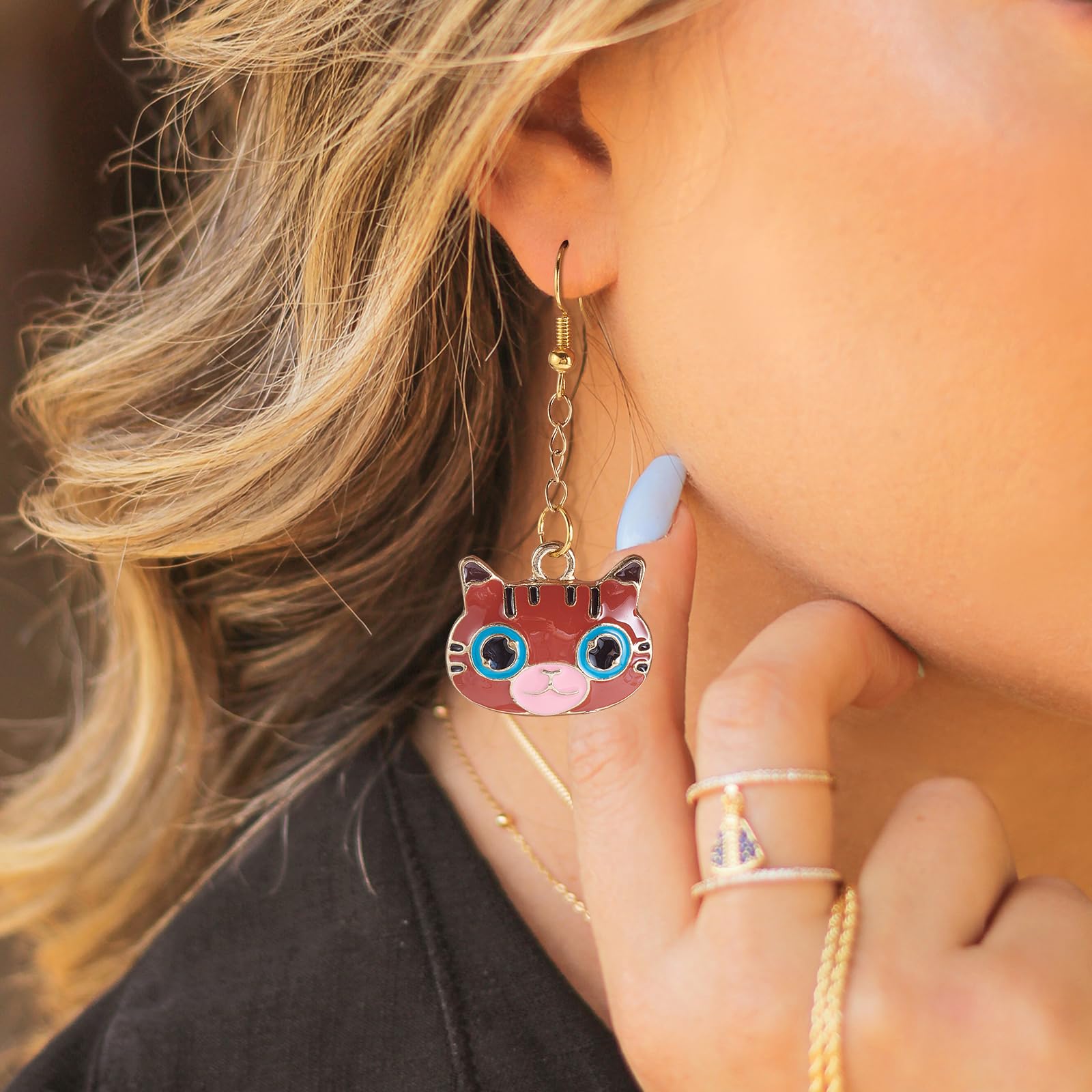 18 Pieza de Colgante de Gato Esmaltado, Colgante de Esmalte de Aleación de Animal Lindo, Color Mezclado para Joyería, Collar, Pendientes, Pulseras, Manualidades