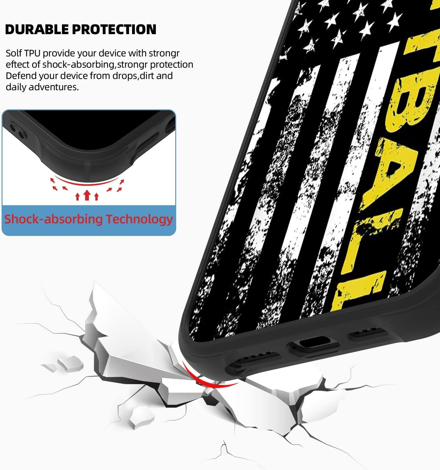 Compatible with iPhone 12/12 Pro case,American Flag Softball Team Compatible with iPhone 12/12 Pro case for Men Boys,Shockproof Rugged TPU Protective Case for iPhone 12/12 Pro (6.1inch) Softball Flag