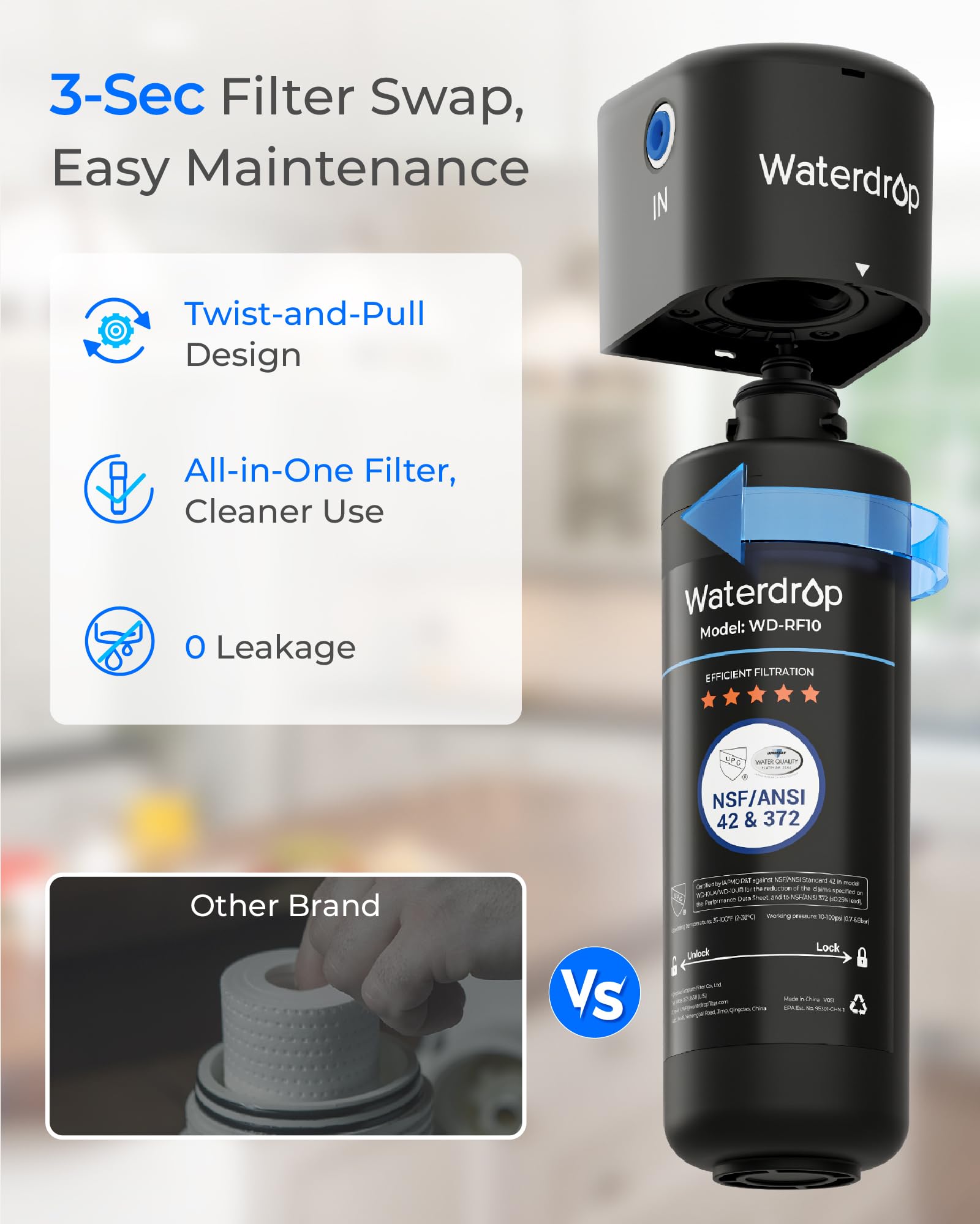Waterdrop 10UA Sistema de Filtro de Agua para Debajo del Fregadero (Con 1 Filtro Aggiuntivo)