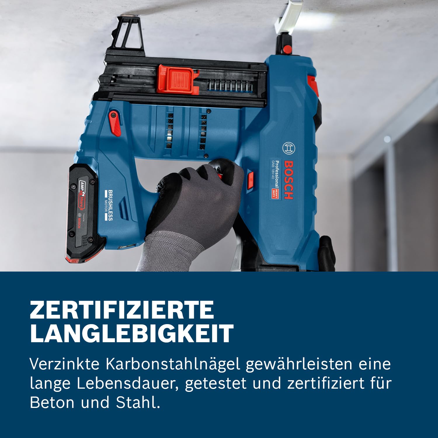 Bosch Professional 18V System Akku Betonnagler GNB 18V-40 (inkl. 2x Akku ProCORE 4.0Ah, Ladegerät GAL 18V-40, Ausdrückstift, Befestigungshaken, Standard-Mundstück, Magnet, XL-BOXX)
