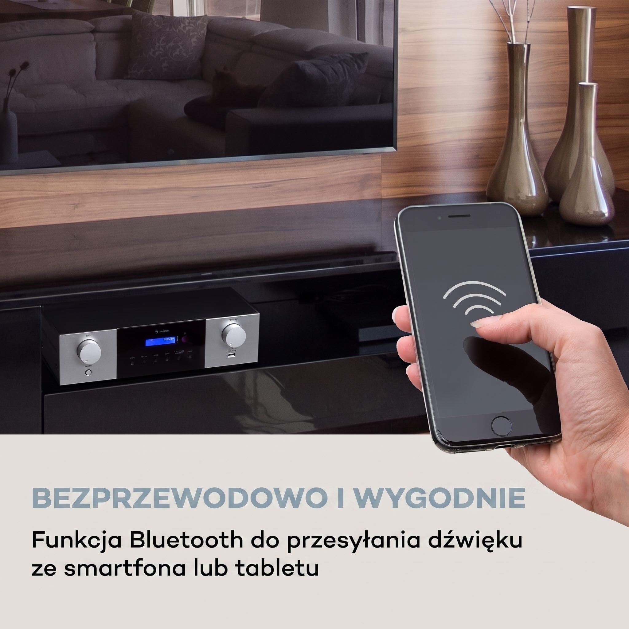 Auna AMP-4000 - Amplificatore stereo HiFi, radio DAB+, telecomando USB, con display LED, nero-bianco