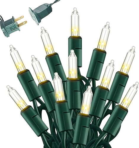 Dazzle Bright Luces de Navidad, 20 pies, 100 unidades, incandescentes, impermeables, enchufables, decoraciones de Navidad conectables para