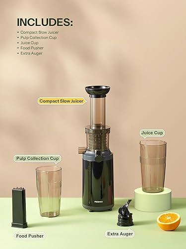 Miniatura 3 de Reemix - Exprimidor de prensado en frío compacto y pequeño, extractor de jugo, denso en nutrientes y vitaminas, tritán sin BPA, fácil de limpiar