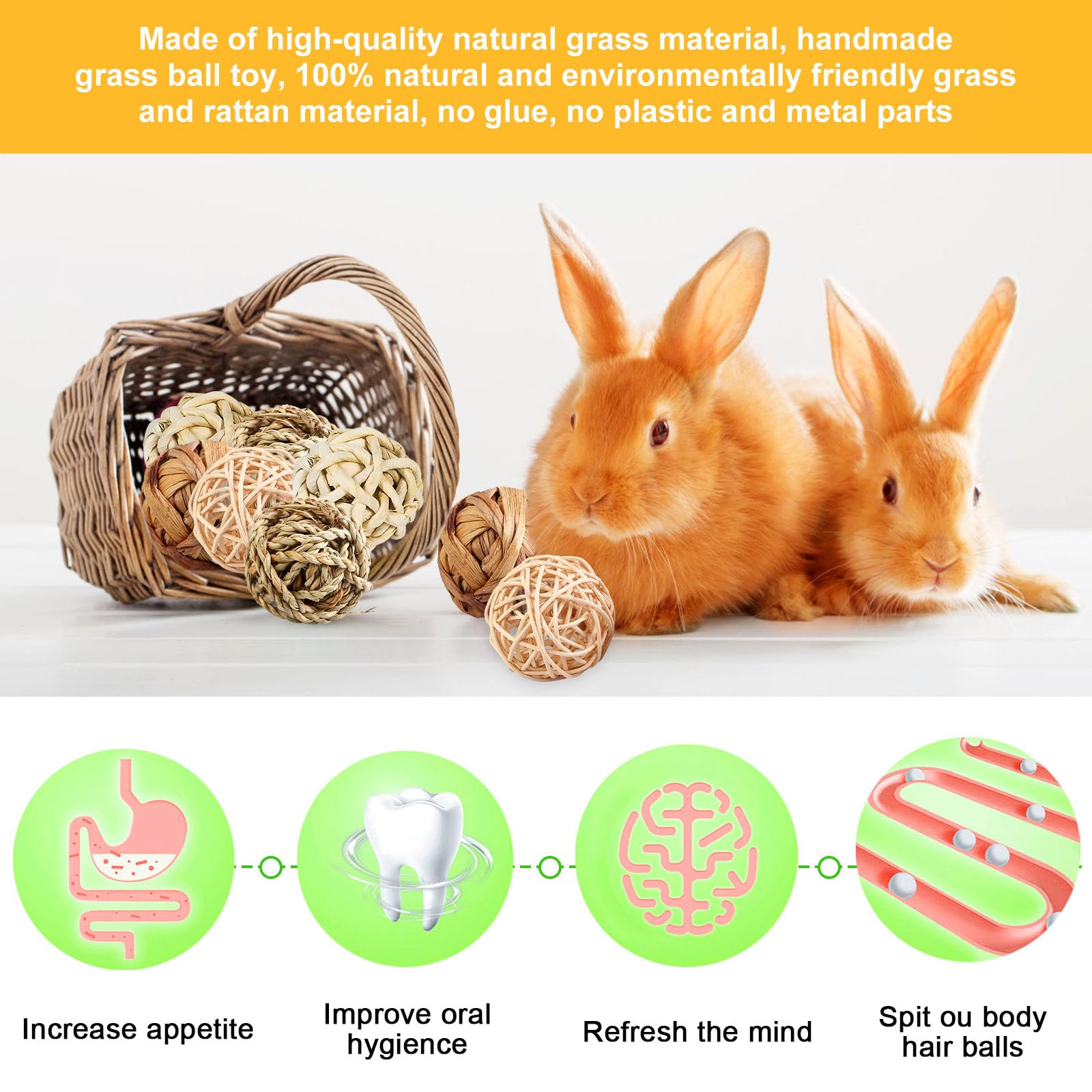 15 Piezas Masticar Juguetes Para Animales Pequeños, Bolas De Hierba Masticar Juguetes Masticar Pelotas Masticar Juguete Juguete Conejo Pelotas De Juego Para Conejos Hamsters Chinchillas Cerdos Gerbo