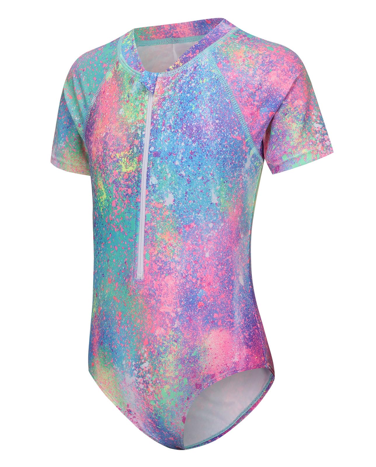 Girls Long Sleeve Swimsuit Kids One Piece Beach Rash Vest Girls Swimming Costume Age 5-16 Years