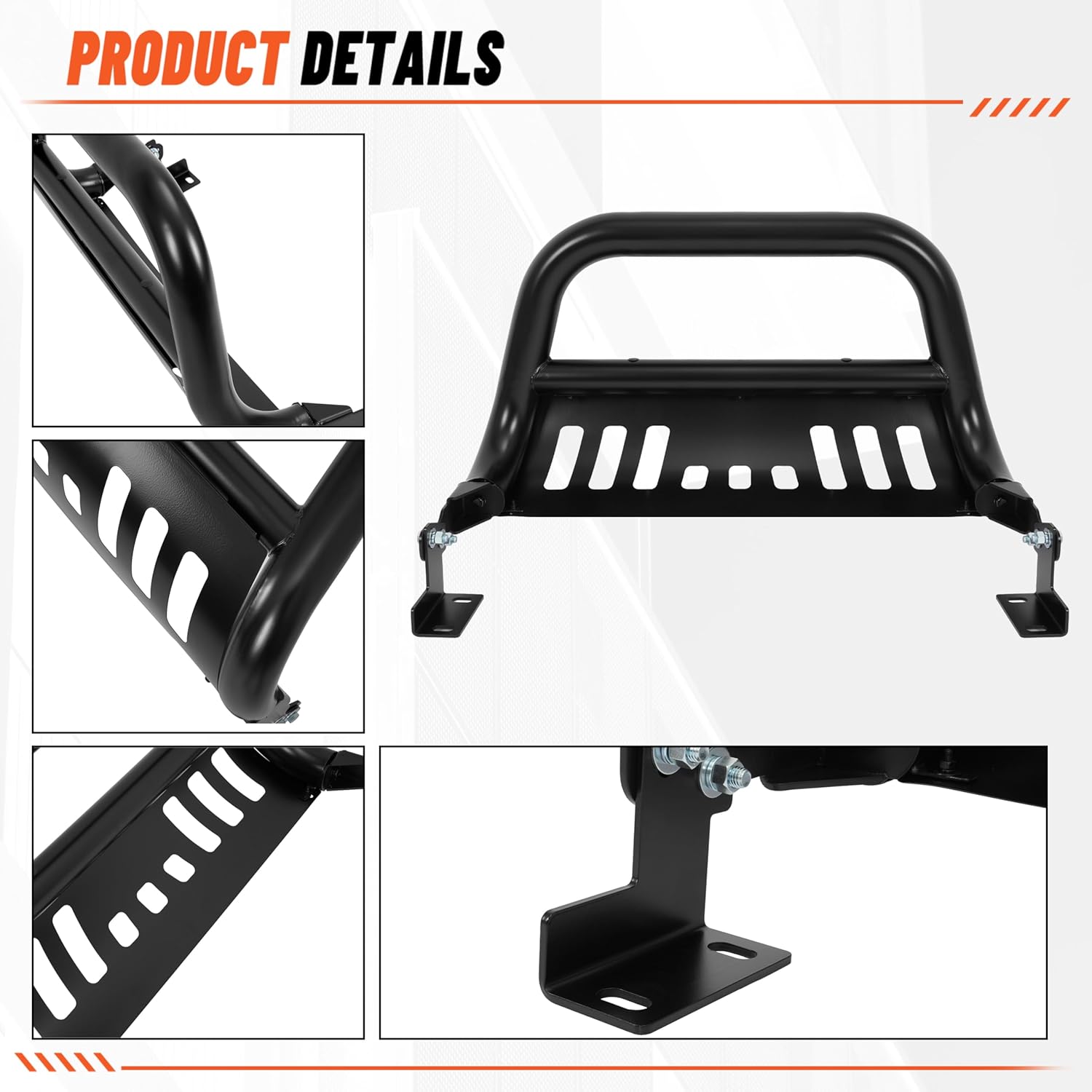 ECOTRIC 3" Bull Bar Compatible with 2005-2007 Pathfinder/ 2005-2015 Xterra/ 2005-2021 Nissan Frontier Push Bumper Grille Brush Guard (Black)