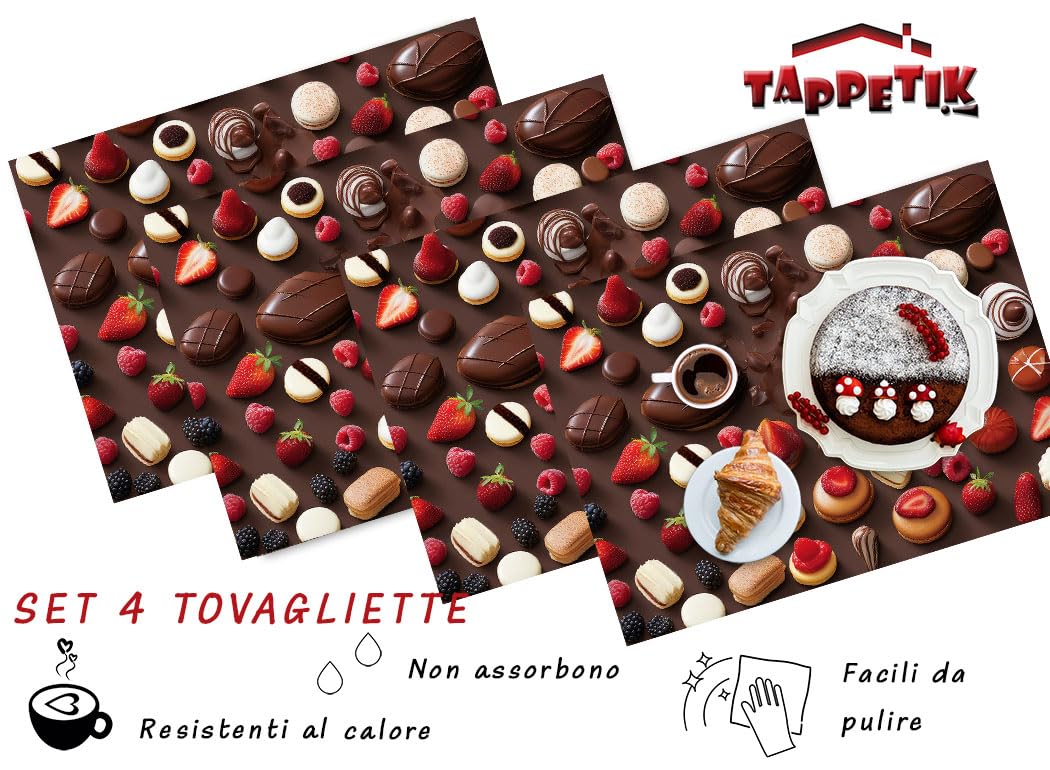 Set 4 tovagliette americane 33x45 cm, Diverse fantasie Ottima idea regalo (Tovaglietta 1085)