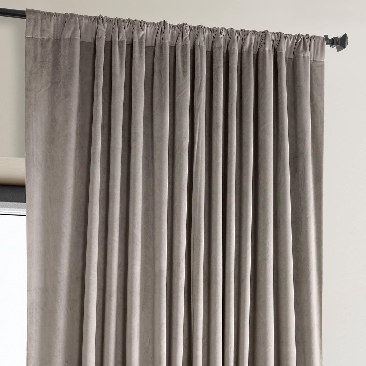 HPD Half Price Drapes Signature Plush Extra Wide Velvet Blackout Curtains for Bedroom (1 Panel), 100W X 108L Hotel Black Out Curtains for Living Room, Thermal Insulated Curtains, Library Taupe