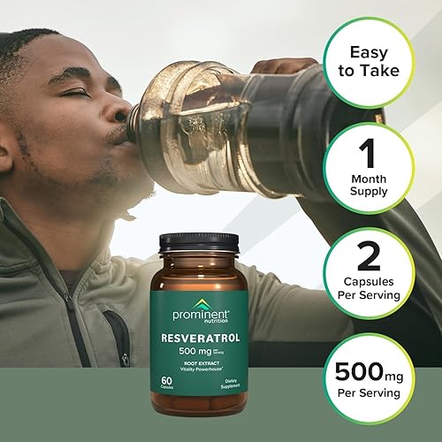 Miniatura 3 de Prominent Nutrition Suplemento de resveratrol, antienvejecimiento y apoyo inmunológico, suplemento de trans-resveratrol 98% puro, 500 mg, suministro