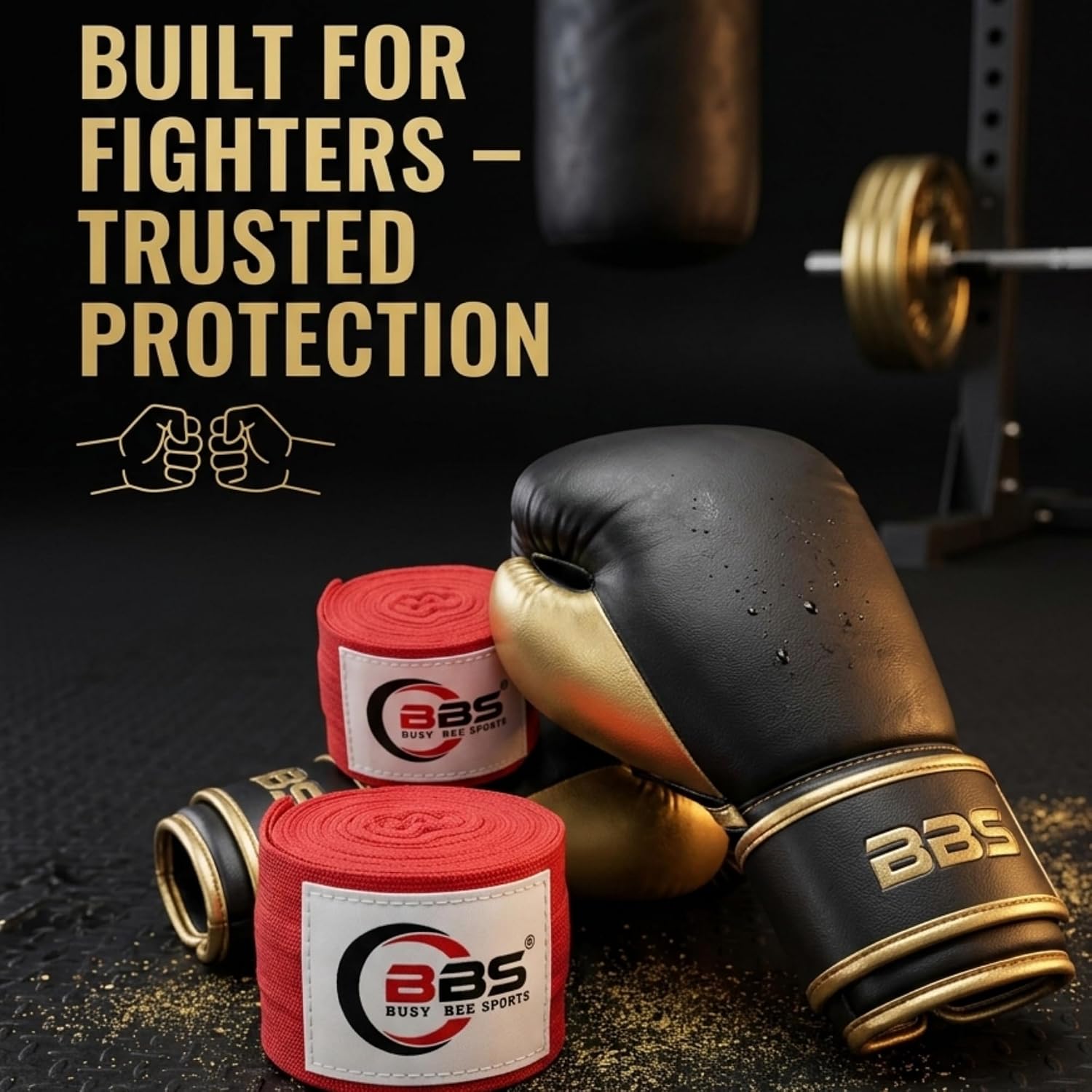 Busy Bee Sports Red Boxing Hand Wraps 180" – Elastic Cotton MMA, Muay Thai & Kickboxing Wraps – Thumb Loop & Hook & Loop Closure – Wrist & Knuckle Support (Pair)
