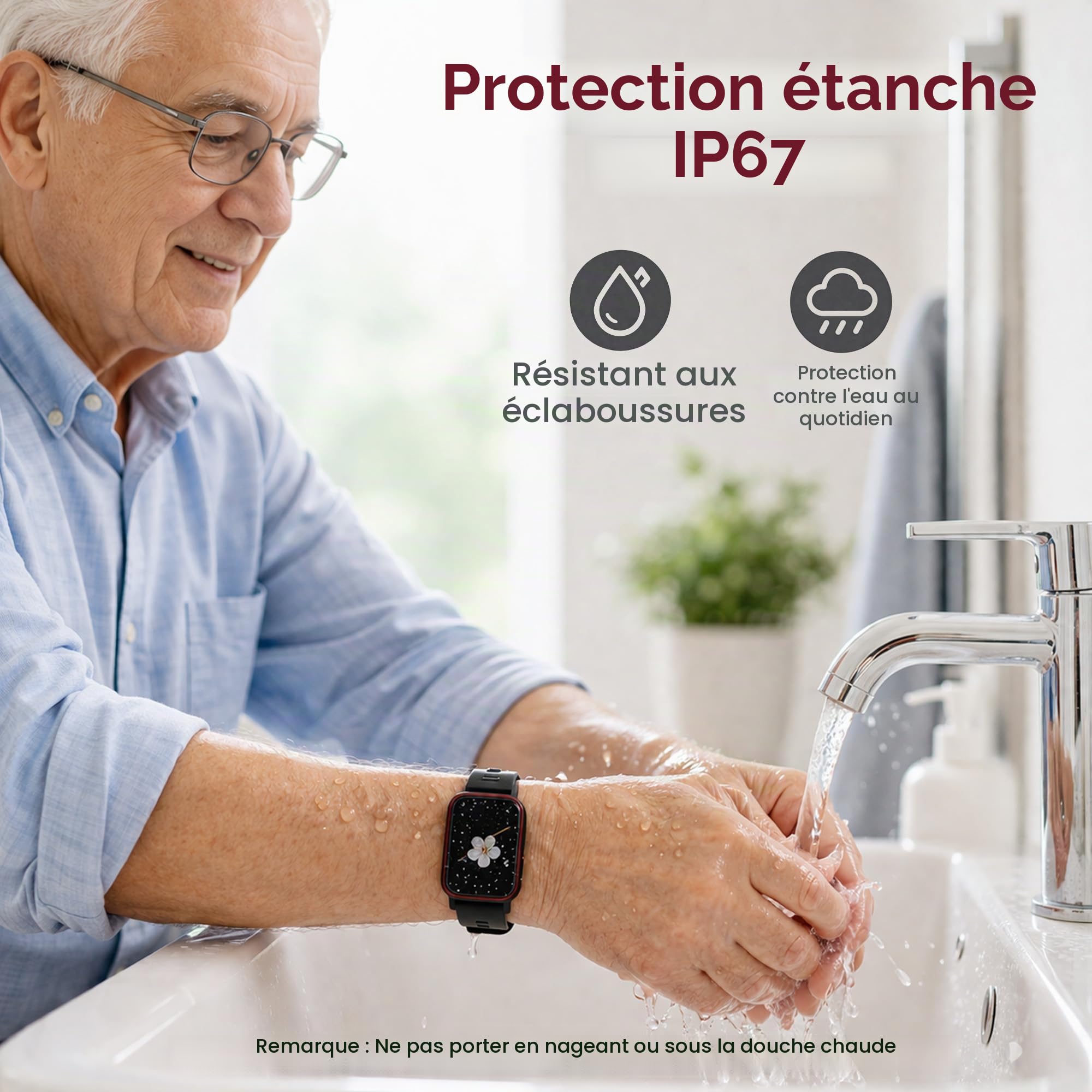 Montre Connectée Senior 4G avec Appel SOS,GPS, Détection de Chute, Appel Vidéo et Géolocalisation en Temps Réel, Montre Connectée pour Personnes Âgées, Carte SIM Requise (Rouge)