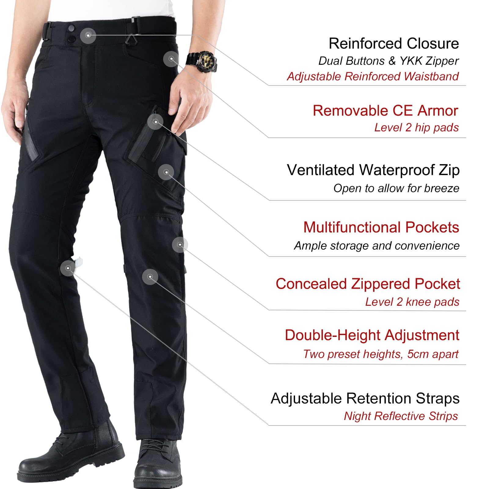 CTBQiTom Motorradhose Herren and Damen Mit Protektoren,Wasserdicht und Atmungsaktiv Motorrad Biker Hosen Mit CE abnehmbaren Schutz