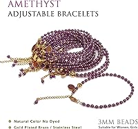 Vista 3 de Morchic - Pulsera ajustable de pulgadas para mujer, con mini cuentas de gemas naturales, serie de dijes de gemas de energía, regalo de cumpleaños