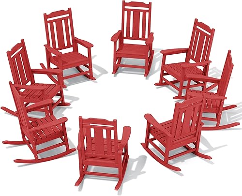 Vista 98 de SERWALL Mecedora de gran tamaño para exteriores, silla mecedora al aire libre de HDPE, azul