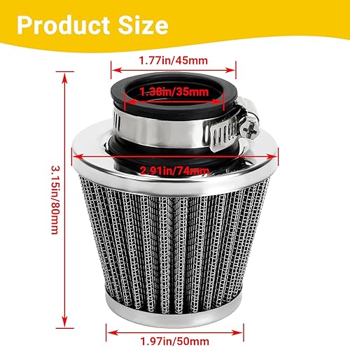 Vista 27 de HIAORS Filtro de aire de 1.378 in compatible con Motovox MVX70 MVX70CC MVX110 Mini Dirt Bike 50cc 70cc 80cc 90cc 110cc 125cc Taotao Sunl Baja Roketa